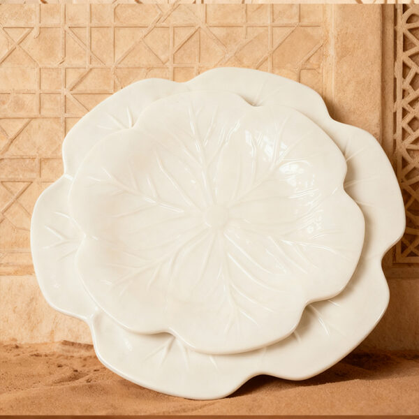 Wholesale Ceramic Plate with Cabbage Series Relief Patterns, Custom Restraunt Dinnerware